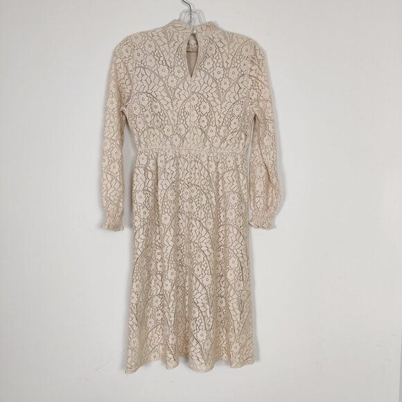 H&H&R Kid's Dress Size M Beige Lace Lined Boho Bohemian Party Minimalist Chic - Picture 3 of 11